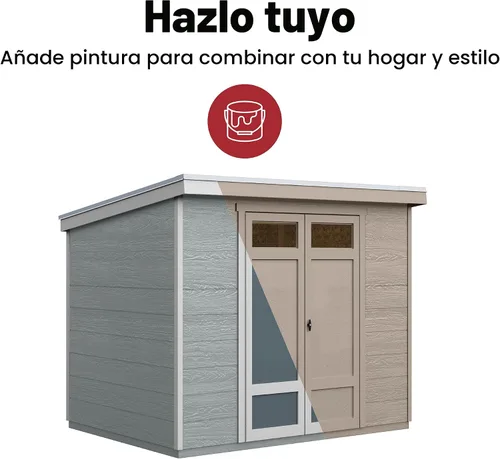Vista 7 de Handy Home Products Highland Cobertizo de Almacenamiento de Madera Moderno de 8 x 6 pies con Kit de Piso y Techo Palram - No Incluye Pintura