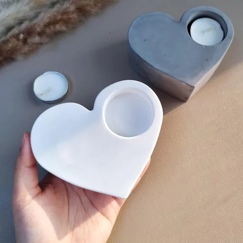 Vista 2 de Wehous Moldes de resina de San Valentín, molde de silicona para portavelas en forma de corazón, 3D Love Heart Valentine candelita Portavelas Moldes