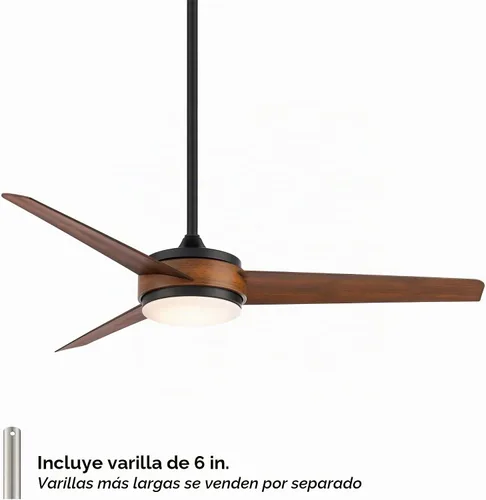 Vista 2 de WAC Lighting Mod - Ventilador de techo inteligente de 3 aspas de 54 pulgadas para interiores y exteriores con control remoto, LED integrado 3000K