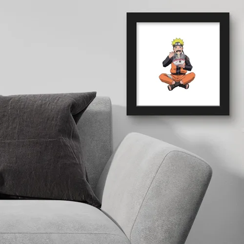 Vista 4 de Gallery Pops Naruto Shippuden - Arte de pared de Naruto Uzumaki comiendo fideos, versión enmarcada negra, 12 x 12 pulgadas