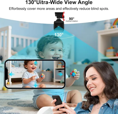Vista 5 de Cámara de seguridad interior 4K, gran angular de 130°, detección de movimiento AI, visión nocturna, cámaras WiFi para seguridad en el hogar, bebé