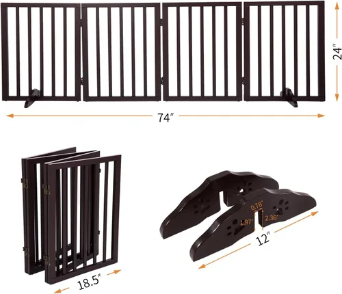 Vista 3 de Puertas plegables independientes para perros para casa, puerta de mascota para perros, puerta independiente para perros para interiores, puerta