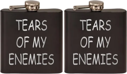 Vista 5 de Rogue River Tactical Funny Tears of My Enemies - Petaca de acero inoxidable de alta calidad, color negro mate, es un gran regalo para él, papá