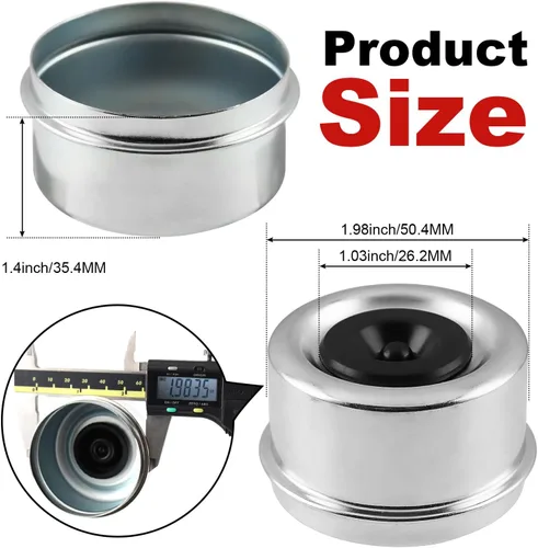 Vista 3 de Tapa antipolvo para rodamiento de remolque de 1.9 pulgadas con 8 tapones de goma - Cubiertas de grasa resistentes para la mayoría de ejes de 2.0 in
