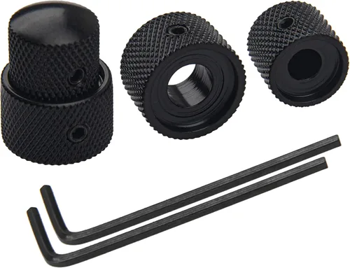 Vista 4 de 2 perillas de control apiladas concéntricas dobles para guitarra eléctrica y bajo (negro)