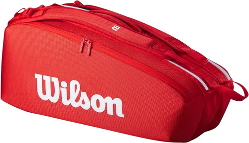 Vista 4 de Wilson 2025 Super Tour - Bolsas para raquetas de tenis rojas - Rojo/Blanco