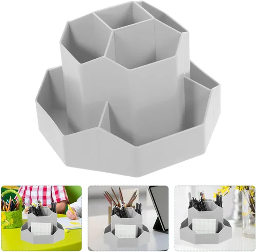 Vista 3 de STOBOK Organizador giratorio para brochas cosméticas, soporte para lápices, organizador de almacenamiento de bolígrafos, soporte de papelería