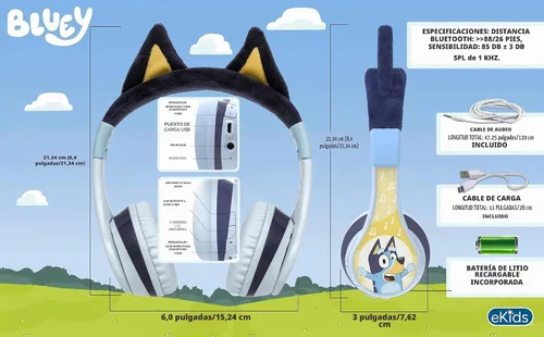 Vista 4 de Auriculares Bluetooth Bluetooth para niños, auriculares inalámbricos con reducción de volumen