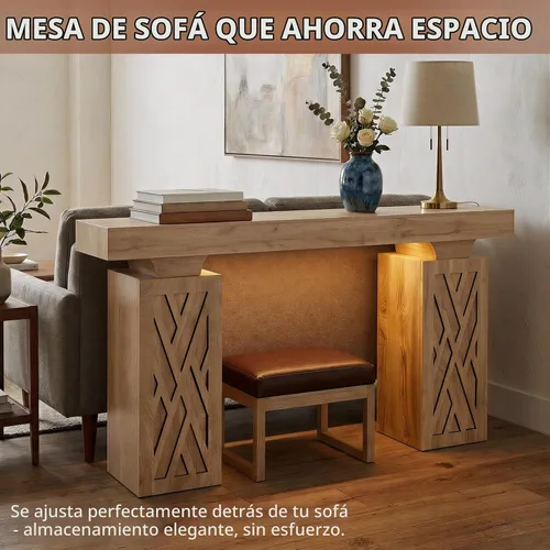 Vista 6 de Mesa consola de 63 pulgadas con luces LED RGB y estación de carga