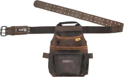 Vista 6 de DEWALT Cinturón de herramientas de piel, duradero, cinturón profesional de 11 bolsillos (DWST550112) (Paquete de 3)