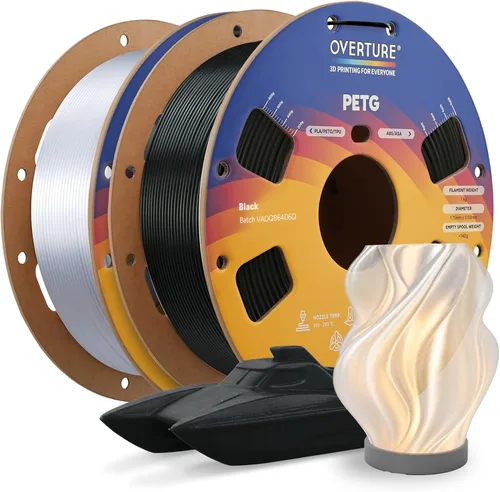 Vista 51 de OVERTURE - Filamento PETG de 1/16 de pulgada (1.75 mm) para impresora 3D y FDM, bien enrollado, duradero, carrete de 4.4 libras, dureza firme