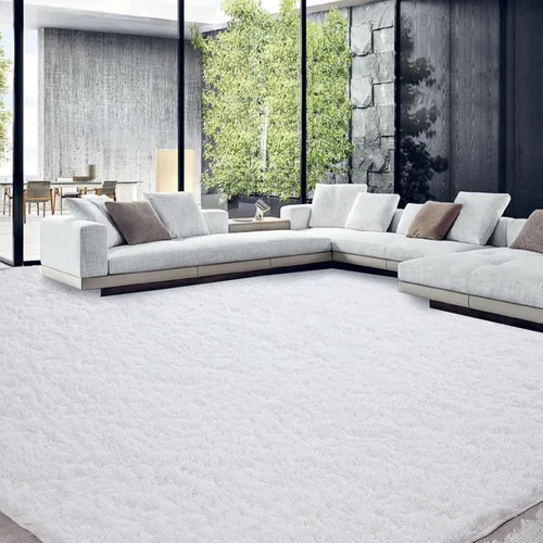 Vista 9 de HOMBYS - Alfombra peluda de 9 x 12 pies, alfombra de pelo sintético ultra suave y grande, alfombra antideslizante para dormitorio y sala de estar