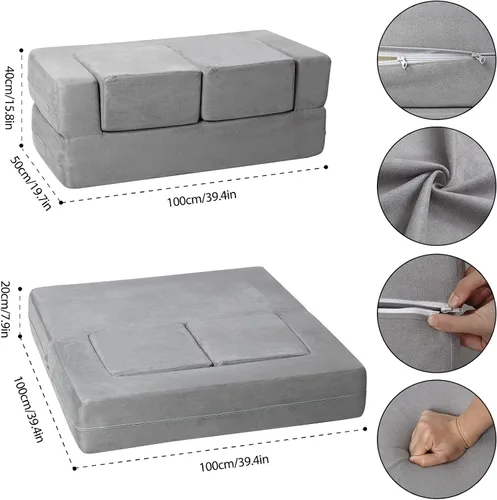 Vista 3 de Sofá modular para niños pequeños, muebles imaginativos para dormitorio, sofá infantil para jugar, dormir, niñas y niños pequeños, gris
