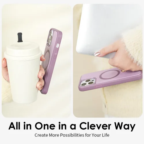 Vista 4 de CUSTYPE Funda para iPhone 13 Pro Max de 6.7 pulgadas con soporte, funda de cuero delgada con soporte de 2 vías, compatible con MagSafe, funda