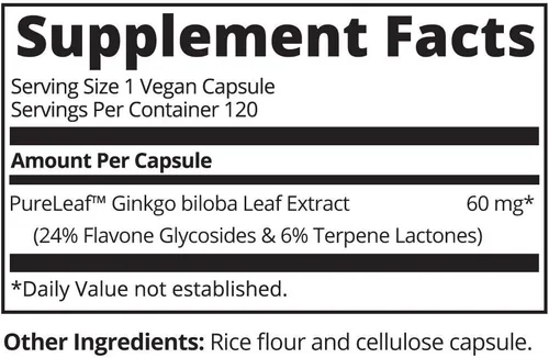 Vista 4 de MRM Nutrition Ginkgo B 60mg Sin gluten + vegano 120 porciones