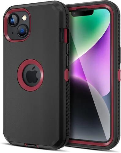 Vista 17 de Jiunai Funda para iPhone 14 Plus a Prueba de Golpes Antipolvo Protección de Servicio Pesado Protectora Antiarañazos de Doble Capa Resistente Rugosa