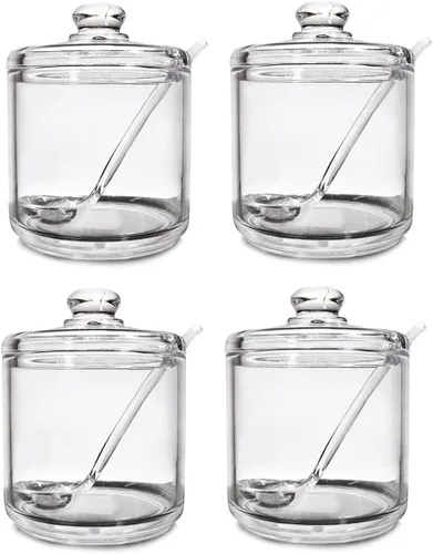 Vista 13 de Clean Acrylic Sugar Bowl - Tarro de especias con tapa y cuchara 1 pieza.