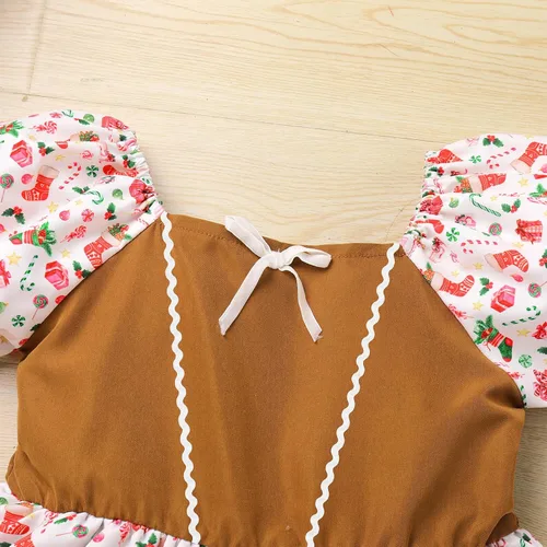 Vista 5 de IMEKIS Vestido de Navidad para niña pequeña, disfraz de Halloween, Papá Noel, muñeco de nieve, fiesta de Navidad, sesión de fotos, traje para niños
