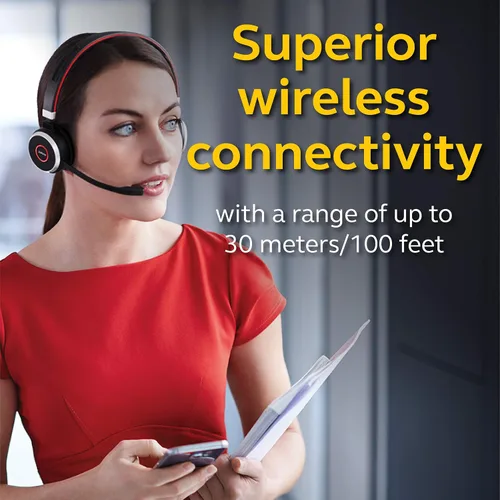 Vista 2 de Auriculares inalámbricos Jabra Evolve 65 UC, estéreo – Incluye adaptador USB Link 370 – Auriculares Bluetooth con rendimiento inalámbrico líder