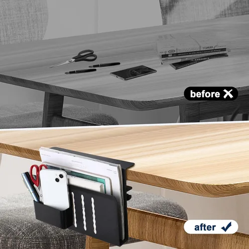 Vista 8 de Organizador lateral de escritorio, soporte para laptop con soporte magnético para bolígrafo, organizador de escritorio colgante sin taladros