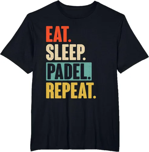 Vista 40 de Eat Sleep Padel Repeat - Camiseta de pádel retro vintage, Negro