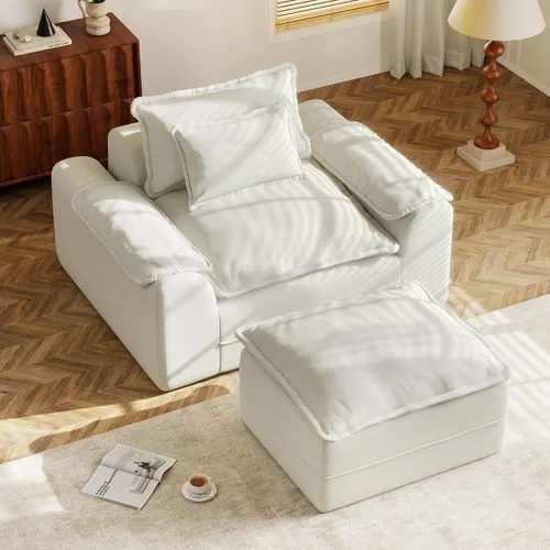 Vista 9 de Hobestluk Cloud - Sofá individual de espuma viscoelástica con asiento profundo, sofá en forma de L con funda extraíble, sofá grande para sala
