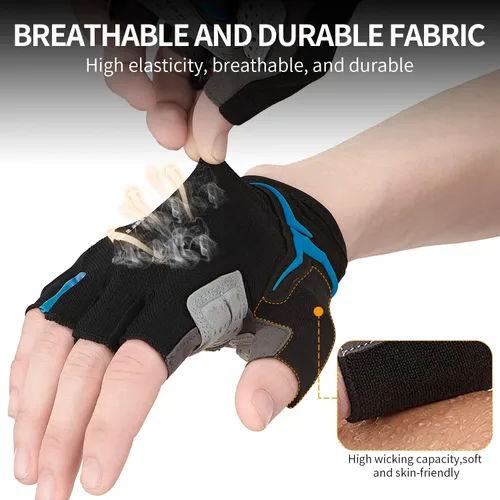Vista 5 de Souke Sports Guantes de ciclismo para hombre con almohadillas de gel, guantes de bicicleta de medio dedo, ligeros, antideslizantes, absorben