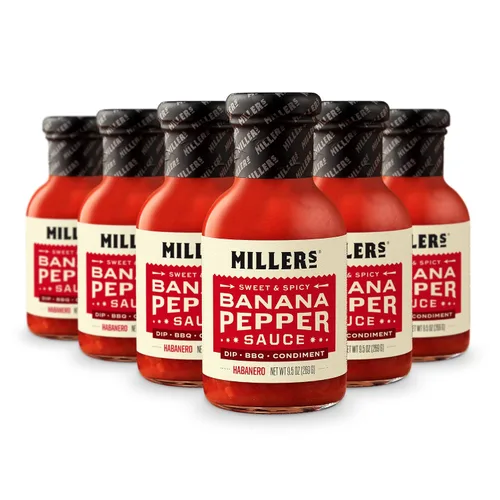Vista 14 de Miller's Banana Pepper Habanero - Salsa picante picante de plátano y pimienta, el mejor uso para carnes a la parrilla, barbacoa y alitas de pollo