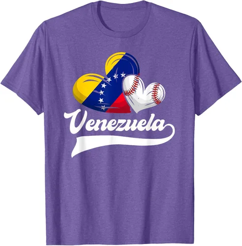 Vista 6 de Camiseta de béisbol venezolana con diseño de corazón y bandera de Venezuela, Negro