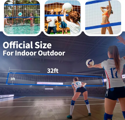 Vista 7 de Red profesional de voleibol para exteriores de servicio pesado, mejorada para todo clima, cable de acero inoxidable extendido, bordes extra gruesos