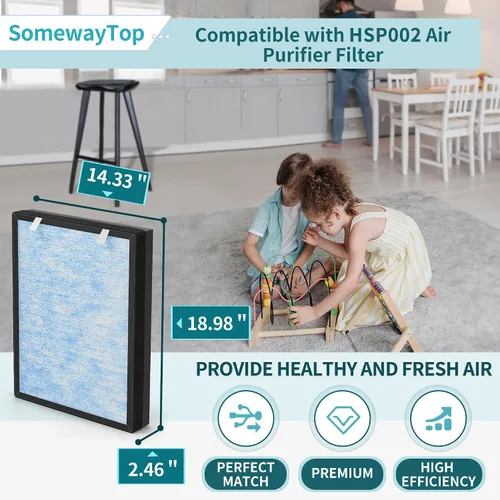 Vista 2 de HSP002 Filtro de repuesto compatible con filtros de aire HSP002, filtro de aire de filtración de etapa 4 en 1 para habitación grande y hogar, 2 2