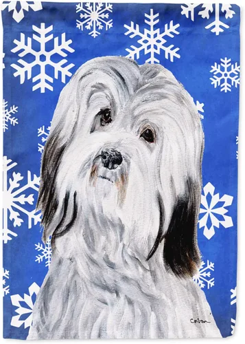 Vista 207 de Caroline's Treasures SC9374GF Bulldog English Snow flakes Holiday Garden Flag Buzón Bandera decorativa para patio exterior, patio, obras de arte