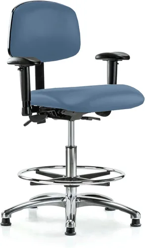 Vista 24 de PERCH - Silla giratoria con ruedas para alfombra o linóleo, cromado, Textil, Tela negra
