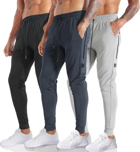 Vista 6 de BROKIG Pantalones deportivos ligeros para hombre, elásticos, de secado rápido, con bolsillos con cremallera