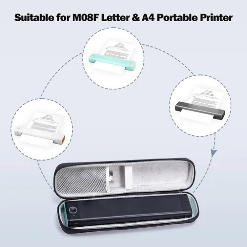 Vista 2 de Funda M08F, estuche portátil para impresoras M08F, funda de EVA negra con cremallera y asa