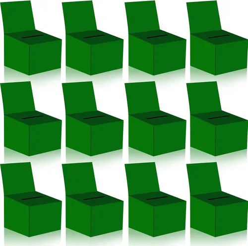 Vista 11 de Paquete de 12 cajas de sugerencias para rifas con ranura, cajas de cartón de 6.5 x 4.5 x 4.5 pulgadas con ranura para boletos y cabecera extraíble
