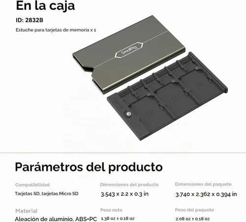 Vista 6 de SMALLRIG Funda para Tarjetas de Memoria Soporte Anti-Choque Anti-Caída y Arañazos Adecuada para Tarjetas SD/Micro SD/SIM para Entusiastas