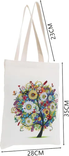 Vista 3 de 5D Art Craft Diamond Painting Shopping Canvas Tote Bag Handwork Organizar Bolso Regalo para Mujeres Mamá Hija