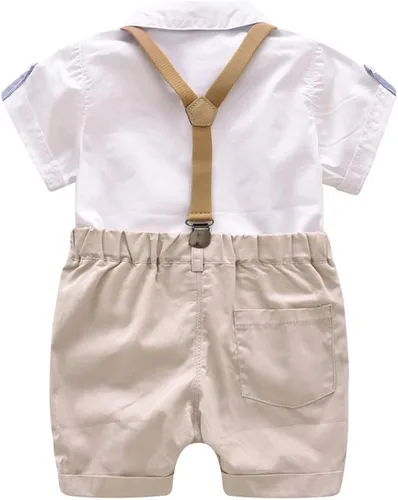 Vista 2 de Conjunto de trajes de verano para bebés y niños pequeños, pantalones cortos con pechera