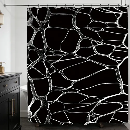 Vista 13 de Abstract Black Gray Geometric Bathroom Shower Curtain 60W by 71H Inch Modern Contemporary Neutral Minimalist Simple Triangle Polyester Fabric 12