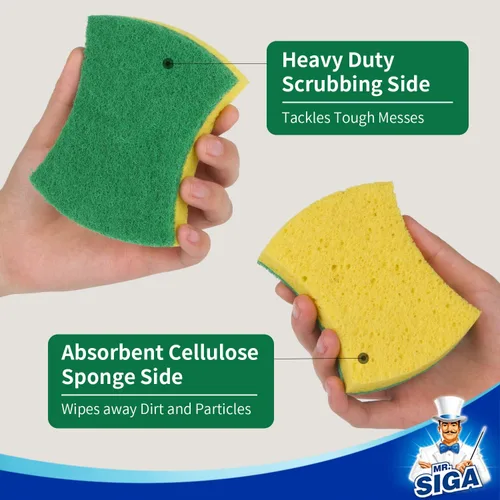 Vista 5 de MR.SIGA Esponja exfoliante de celulosa resistente, esponja de doble cara para lavar platos para cocina, paquete de 12