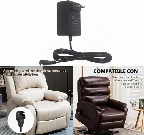 Vista 6 de Silla elevadora universal o kit de adaptador de reclinación eléctrica - Fuente de alimentación conmutada de 29 V 2 A CA/CC con cable de 8.2 pies