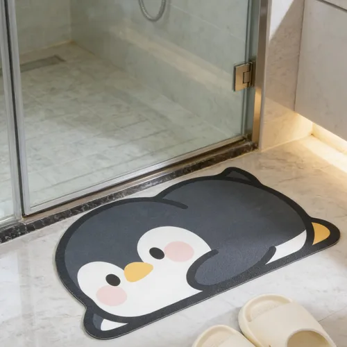 Vista 9 de Alfombra de baño con diseño de animales bonitos, antideslizante, súper absorbente, ultra fina, para ducha, bañera y fregadero, tapete de baño de Oso