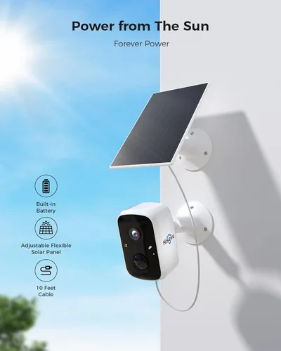 Vista 3 de Hiseeu Cámaras de seguridad inalámbricas para exteriores, WiFi Pro 5G/2.4G Cámaras para seguridad del hogar, energía solar, detección de movimiento