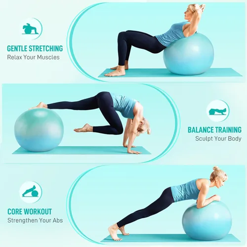 Vista 4 de Sportneer Pelota de ejercicio extra gruesa – Pelota de yoga de 25.6 pulgadas con bomba rápida – Silla de bola de fitness resistente a estallidos