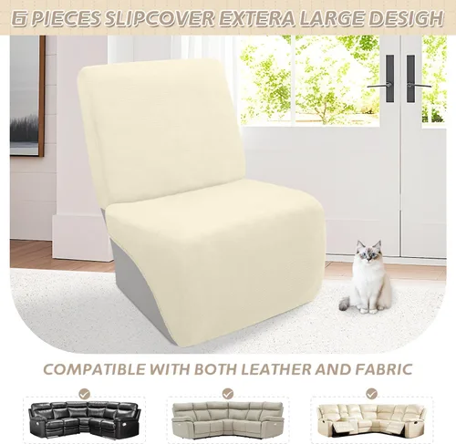 Vista 535 de Arfntevss Fundas de sofá seccional reclinable de terciopelo, Funda de sofá seccional de esquina para sofá reclinable, Funda elástica suave
