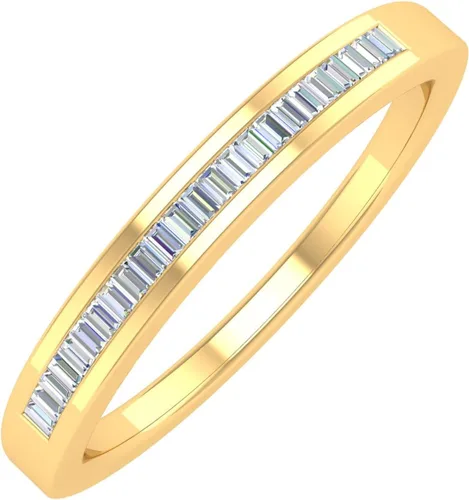 Vista 10 de Anillo de boda clásico de oro de 14 quilates con diamantes de baguette (0.15 quilates) (claridad I1-I2)