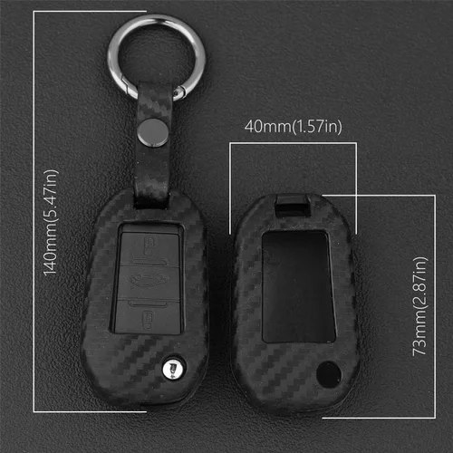 Vista 6 de Cubierta de patrón de textura de fibra de carbono de goma de silicona suave para Peugeot, funda de llavero remoto de coche para Peugeot 208 301 308