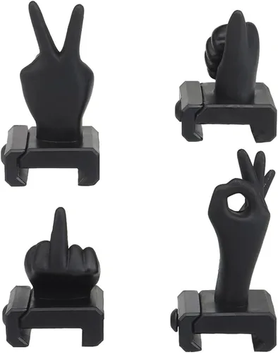 Vista 4 de Divertido juego de mira funcional para los dedos, mano en V y dedo medio y signo de okay y pulgares hacia arriba, soporte fijo de polímero delantero