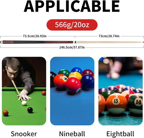 Vista 6 de Juego de tacos de billar LOTKEY de 4/3 / 2/1 - 1.47 m 18~21 oz con madera de arce canadiense, tacos de billar profesionales duraderos para jugadores